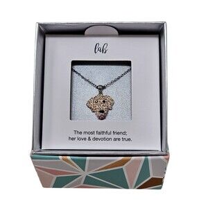 Crystal Collective Silver-Plated Crystal Yellow Lab Dog Pendant Necklace 18 Inch